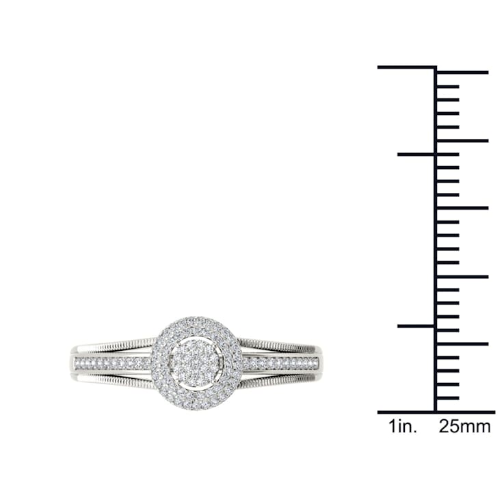 14K White Gold .20ctw Round Diamond Halo Engagement Wedding Ring (Color
H-I, Clarity I2)