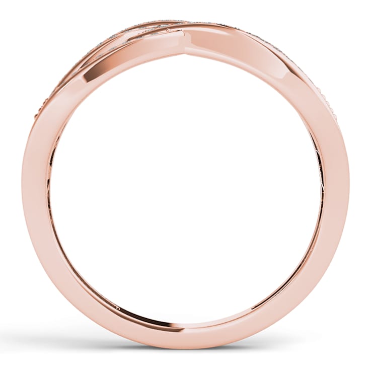 Diamond2Deal 10K Rose Gold .07ctw Round Diamond Crossover Ring
(0.07cttw, Color H-I, Clarity I2)