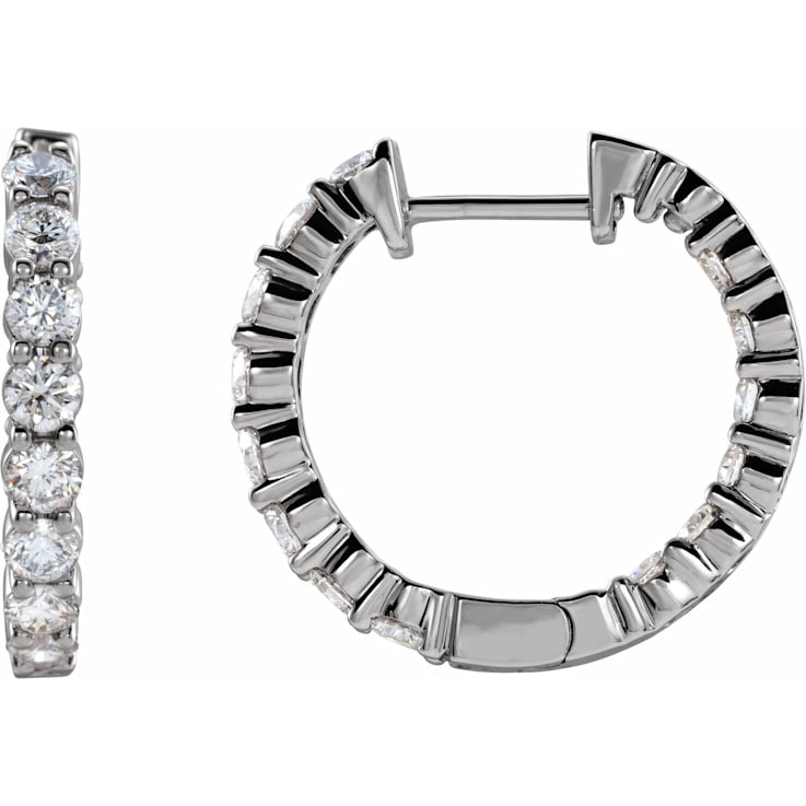 Diamond2Deal 14K White Gold 2.0ctw Round Diamond Inside-Outside Hinged
20 mm Hoop Earrings