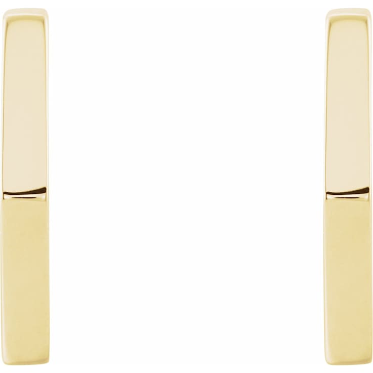 14K Yellow Gold Geometric 12.6 mm Huggie Hoop Earrings for Women