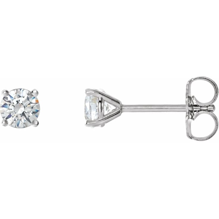 14K White Gold 3/4ctw Round Cut Natural Diamond Earrings