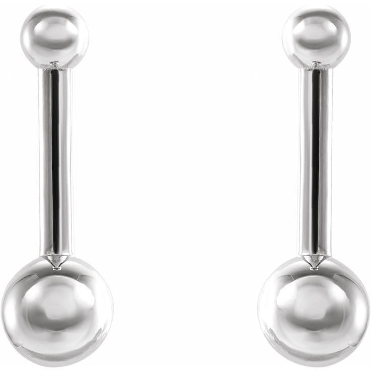 Platinum Bar and Ball Stud Earrings for Women