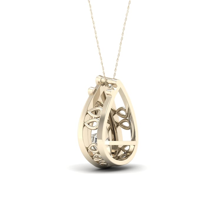 10K Yellow Gold 0.01 Ct Round Diamond Teardrop Pendant With Chain
(Color- H-I, Clarity-I2)