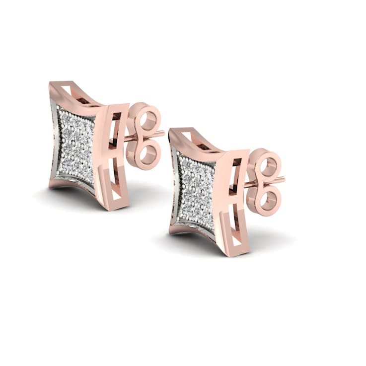 10k Rose Gold 1/10ctw Round Diamond Womens Stud Earrings ( H-I Color, I2
Clarity )