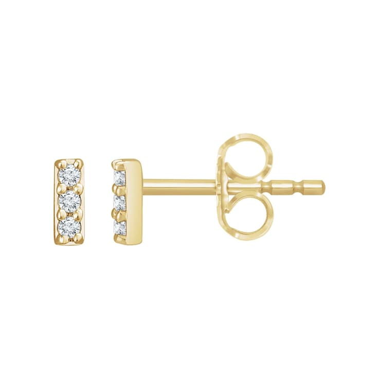 Diamond2Deal 14K Yellow Gold 0.05ctw Round Cut Natural Diamond Bar
Earrings with Frication Back