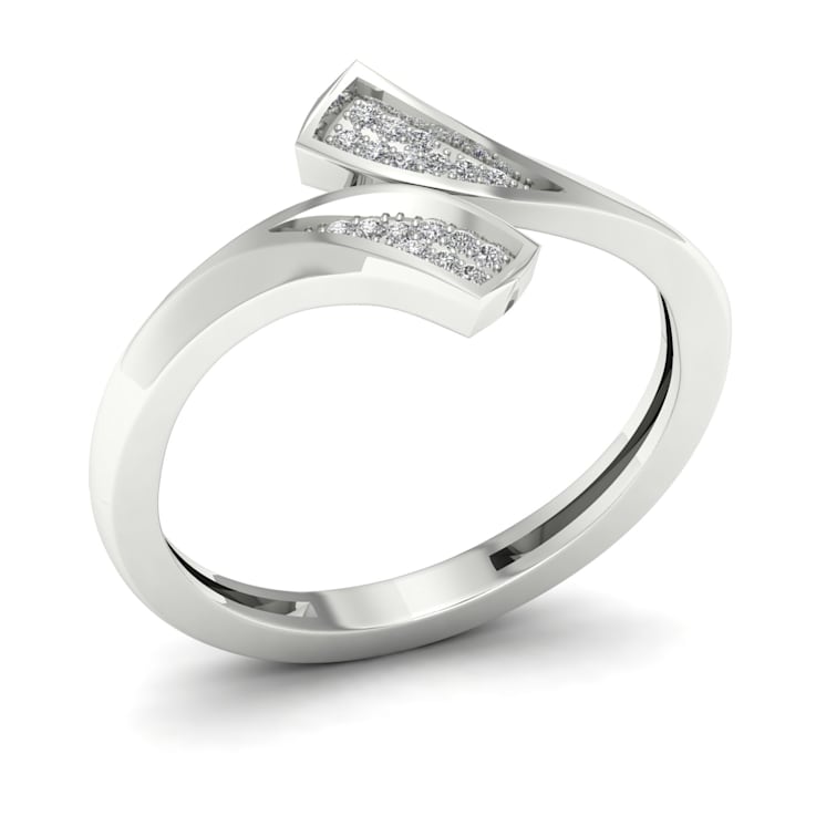 10K White Gold .05ctw Round Cut Diamond Crossover Band Ring (0.05cttw,
Color H-I, Clarity I2)