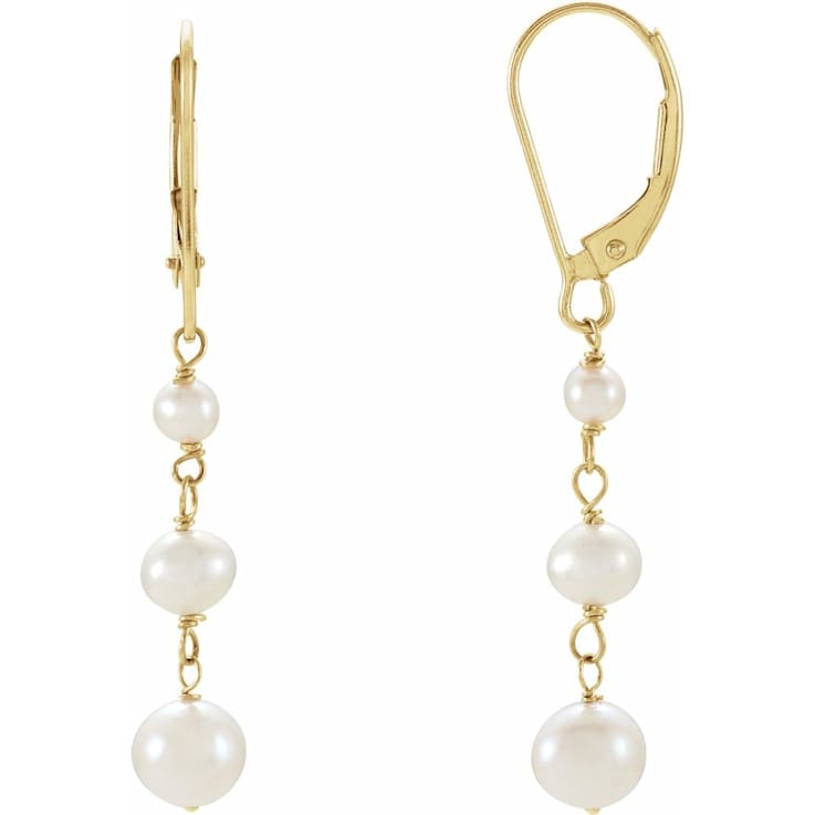 Cultured Pearl Dangle Earrings 14K Yellow Gold