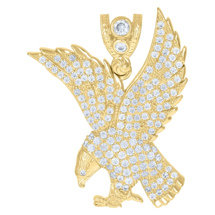 Diamond2Deal 10k Yellow Gold Cubic-Zirconia Wildlife Bird Eagle
Patriotism Charm Pendant for Mens