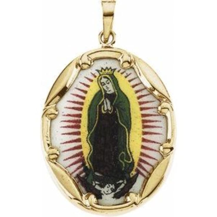 Our lady of guadalupe medal 14k yellow gold clearance