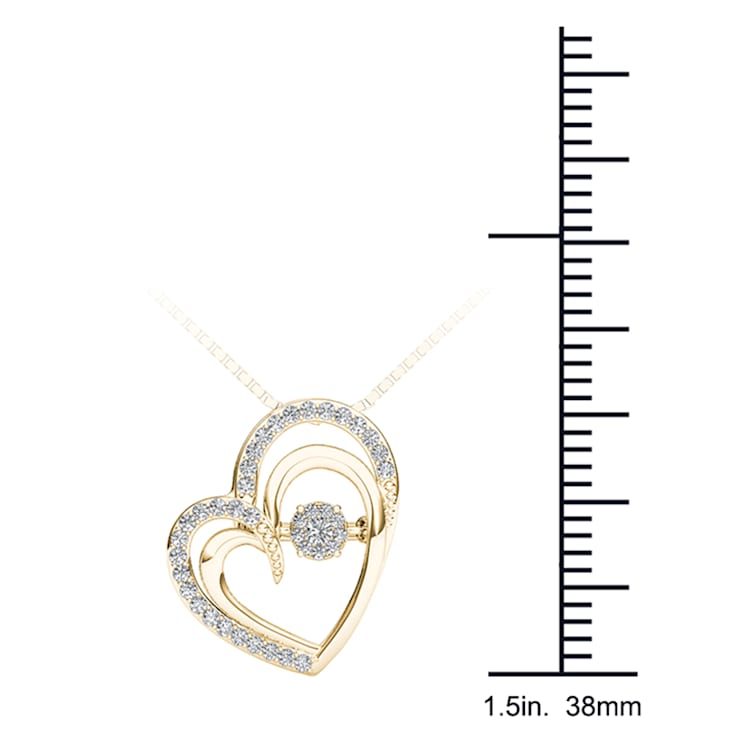10k Yellow Gold Diamond Double Heart Pendant With 18 Inch Chain (H-I
Color, I2 Clarity)(0.15 ctw)