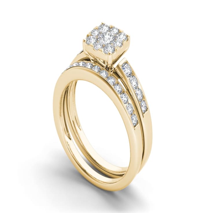 Diamond2Deal 10K Yellow  Gold 1.0ctw Round Diamond Ladies Bridal Halo
Engagement Ring