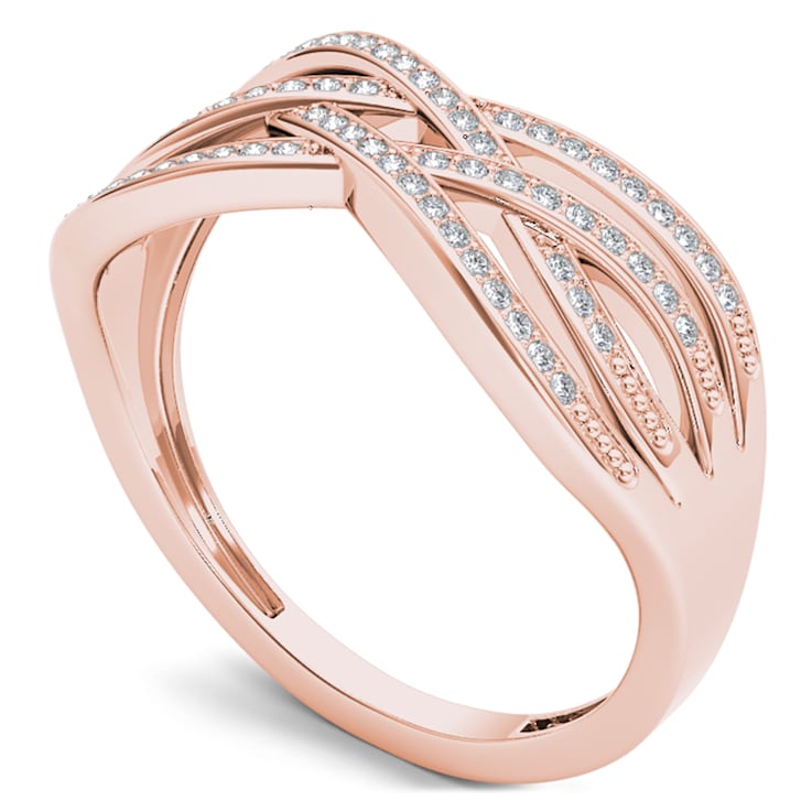 Diamond2Deal 10K Rose Gold .07ctw Round Diamond Crossover Ring
(0.07cttw, Color H-I, Clarity I2)