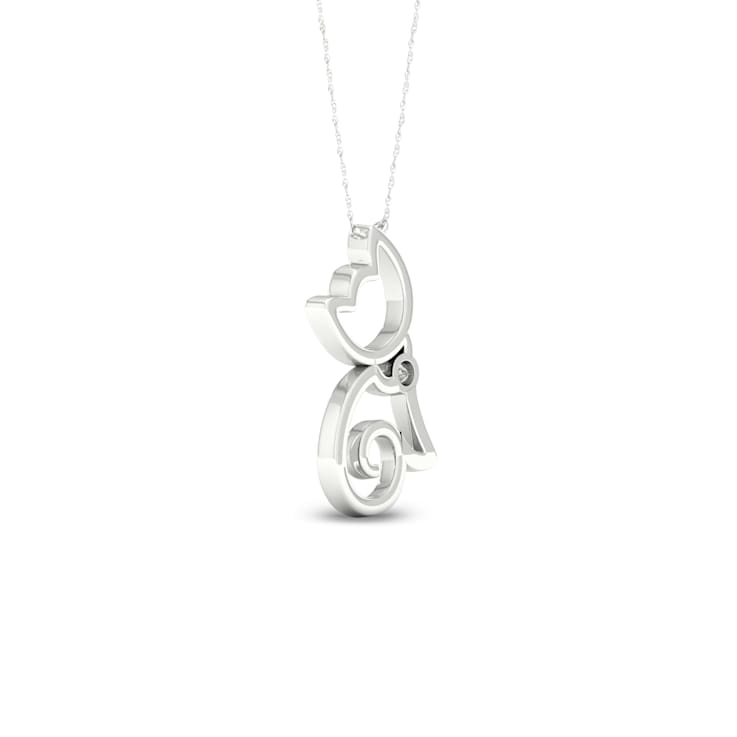 Diamond2Deal Sterling Silver Diamond Cat Pendant With 18 Inch Chain
(1/22 ctw)