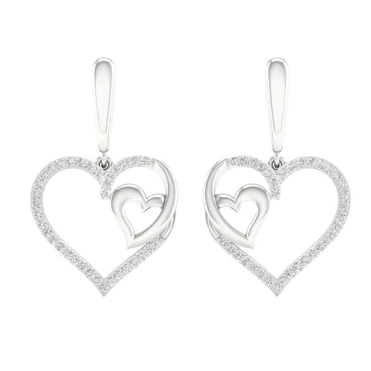 925 Sterling Silver 1/5ctw Diamond Womens Heart Dangle Earrings ( H-I
Color, I2 Clarity )
