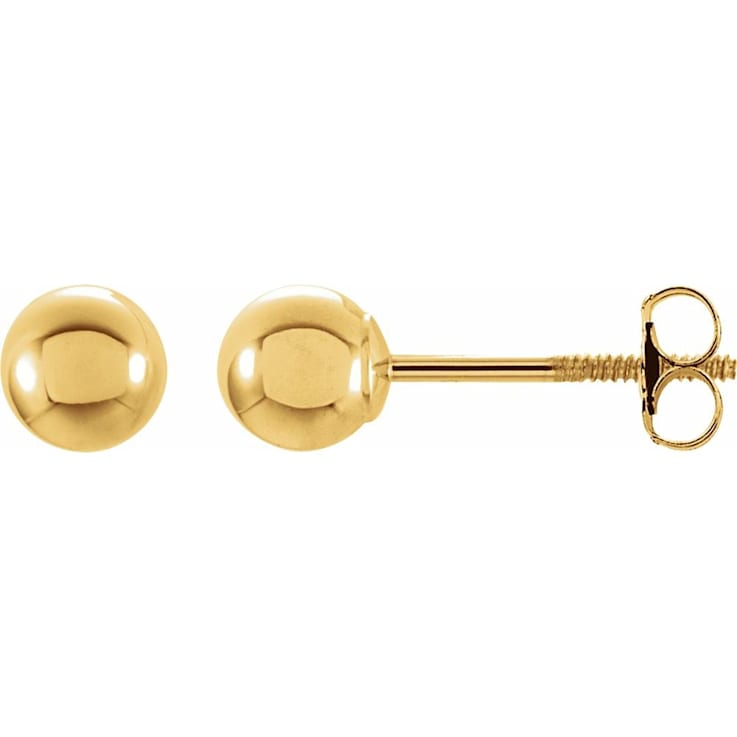 14k Yellow Gold 5 mm Ball Stud Earrings for Women