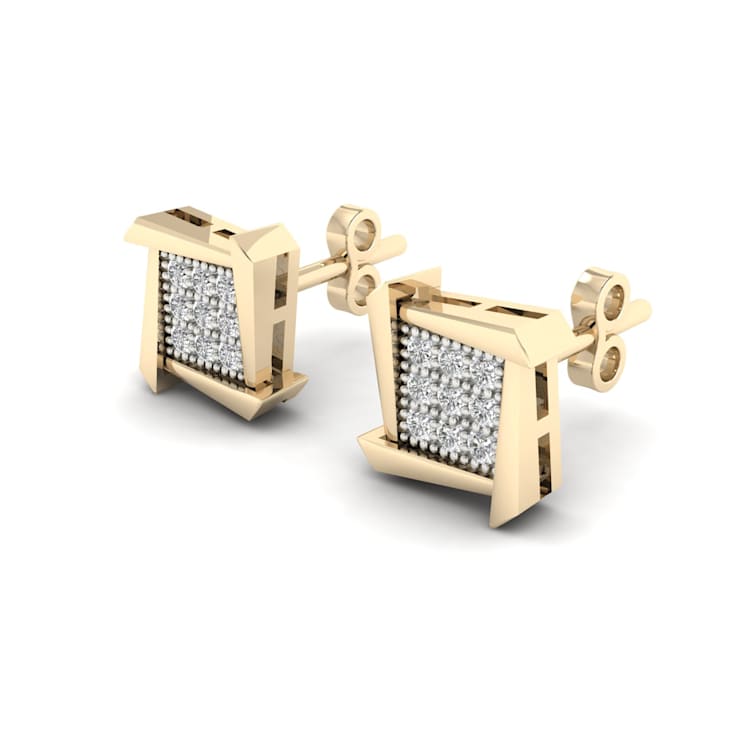 10k Yellow Gold Round Diamond Womens Stud Earrings ( H-I Color, I2
Clarity )