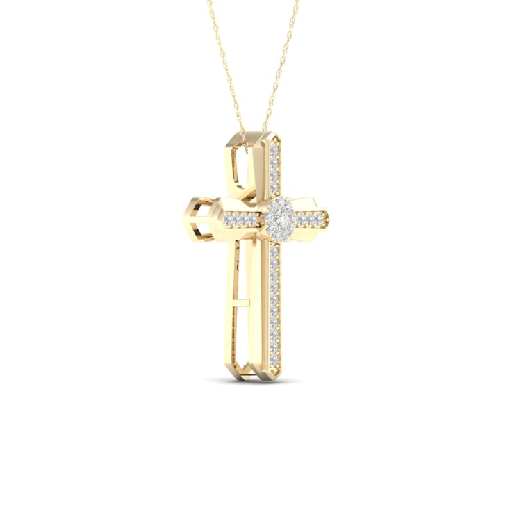 0.145 CT. T.W. Diamond Vintage-Style Cross Pendant in 10K Gold | Peoples  Jewellers