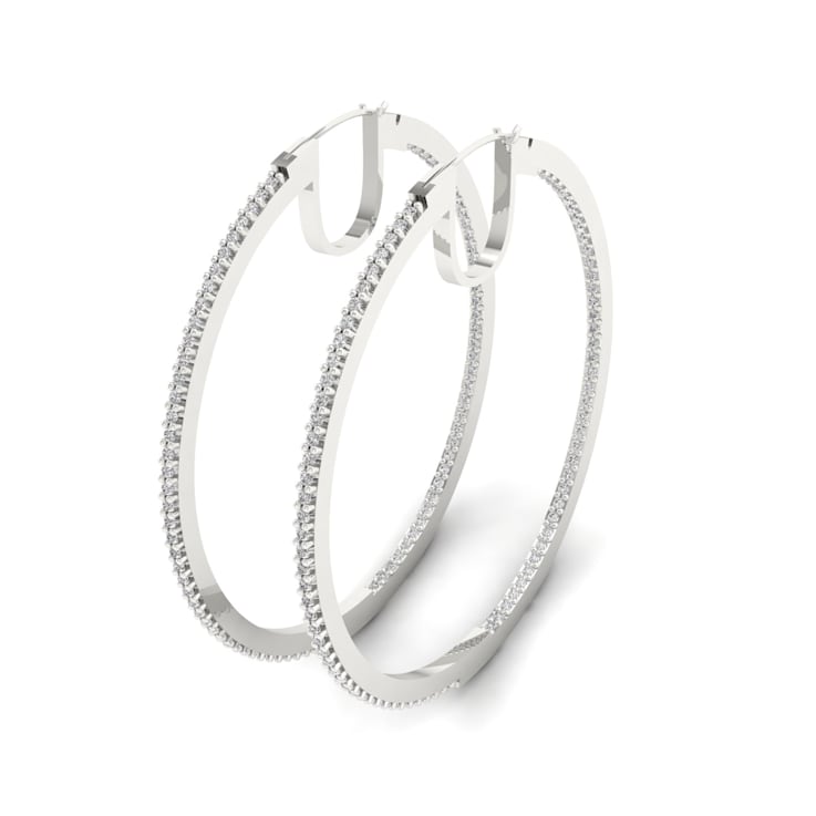 925 Sterling Silver 1/2ctw Diamond Womens Large Hoop Earrings ( H-I
Color, I2 Clarity )