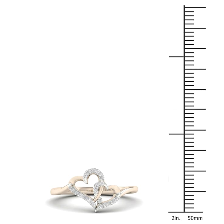 10K Yellow Gold .07ctw Round Cut Diamond Double Heart Love Ring
(0.07cttw, Color H-I, Clarity I2)