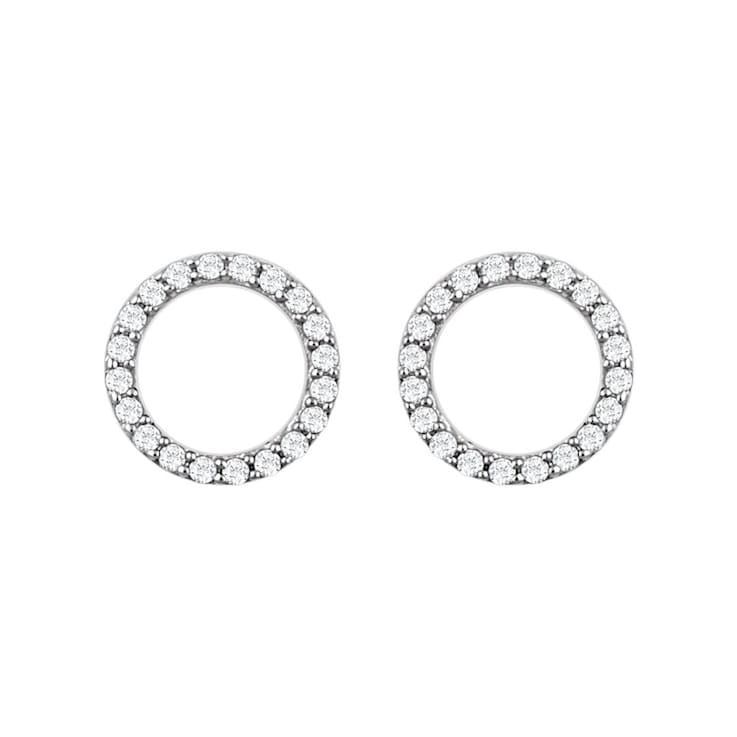 14k White Gold 1/5 CTW Diamond Circle Stud Earrings for Women
