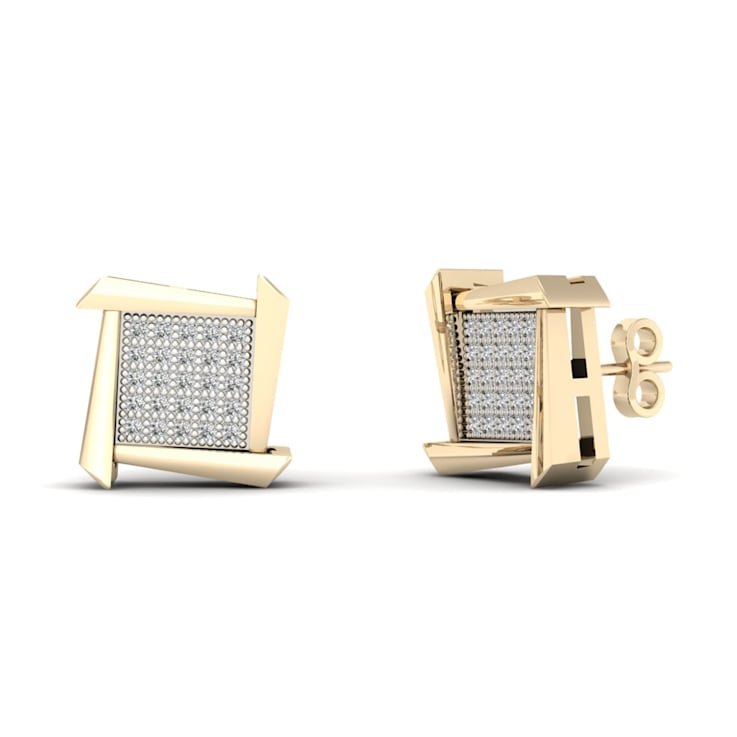 10k Yellow Gold 1/4ctw Round Diamond Womens Square Stud Earrings ( H-I
Color, I2 Clarity )