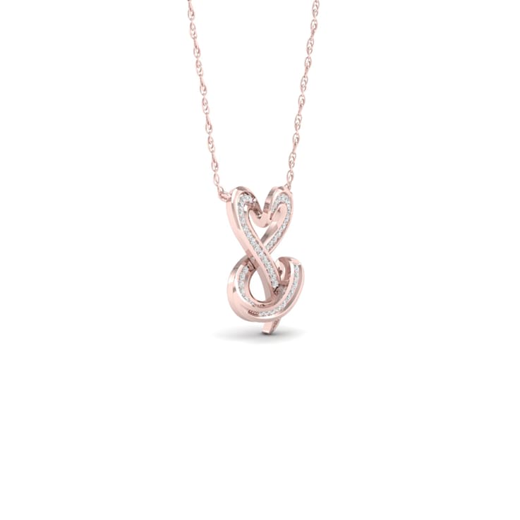 10k Rose Gold Diamond Double Heart Pendant With 18 Inch Chain (H-I
Color, I2 Clarity)(0.15ctw)