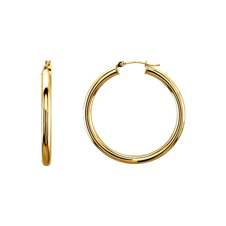 Diamond2Deal 14k Yellow Gold 35 mm Tube Hoop Earrings for Women