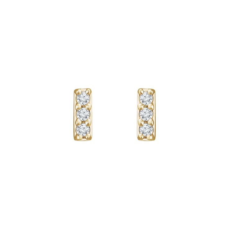 14K Yellow Gold 0.05ctw Round Cut Natural Diamond Bar Earrings with
Frication Back