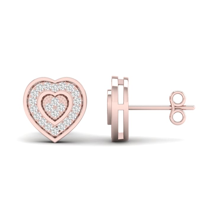 Diamond2Deal 10K Rose Gold Heart Shape 0.1 Ct Diamond Stud Earrings
(Color- H-I, Clarity-I2)