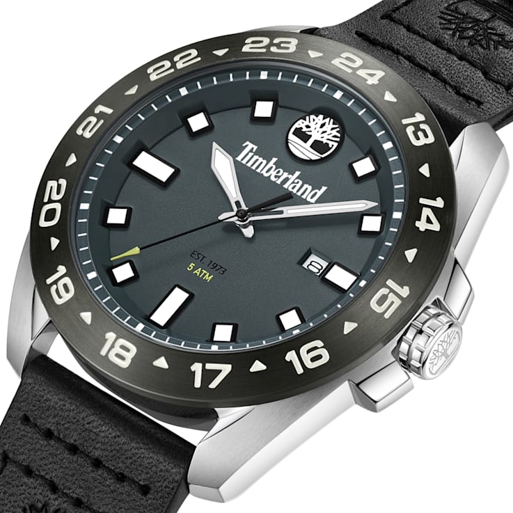 Timberland Carrigan Collection Men s Watch with Black Leather