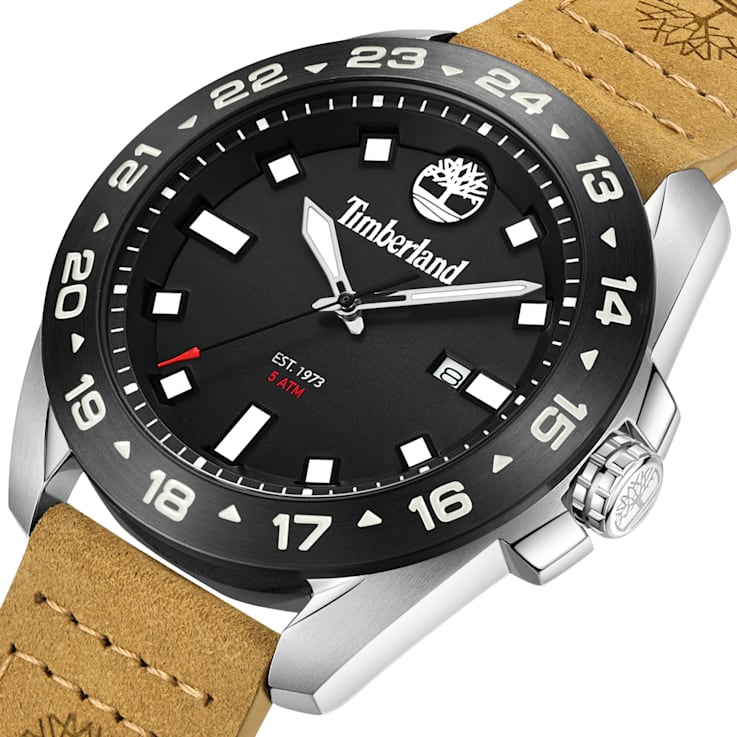 Timberland Carrigan Collection Men's Watch with Tan Leather Strap