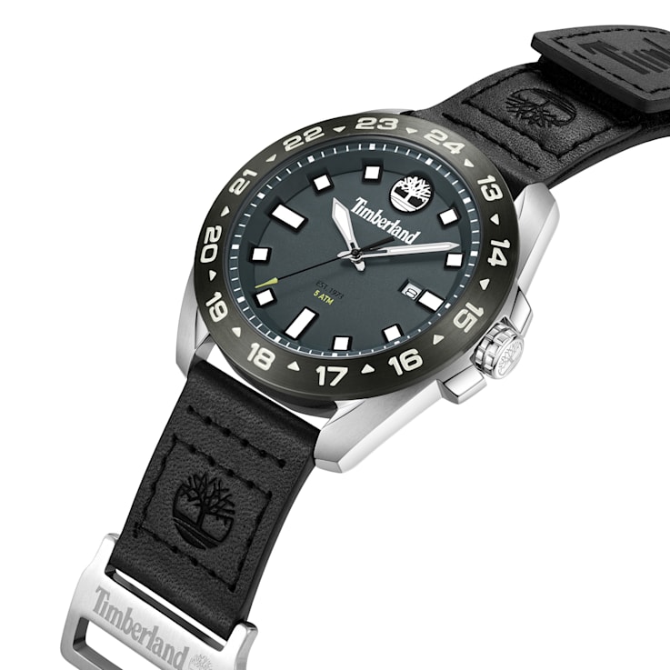 Timberland Carrigan Collection Men's Watch with Black Leather Strap