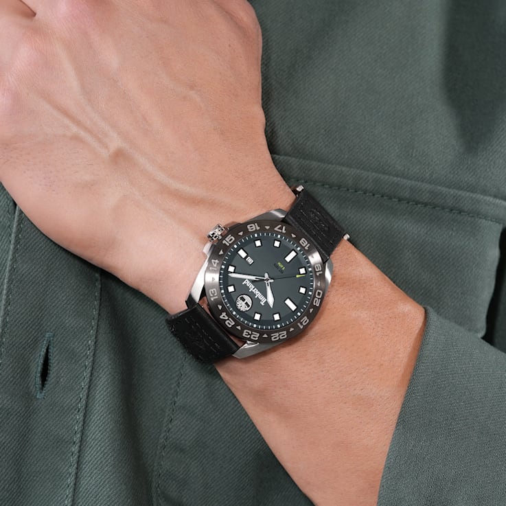 Timberland Carrigan Collection Men's Watch with Black Leather Strap