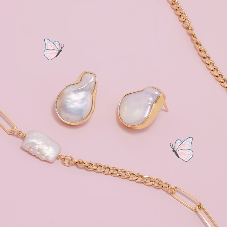 Earthy Baroque Pearl Studs (Gold Vermeil)