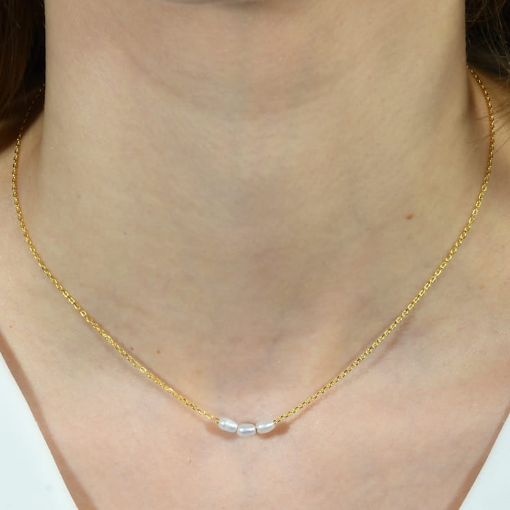 Baroque Pearl Chain Necklace (Gold Vermeil)