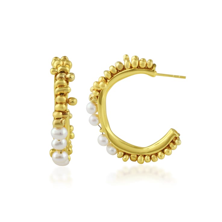 Pellet Pearl Hoops (Gold Vermeil)