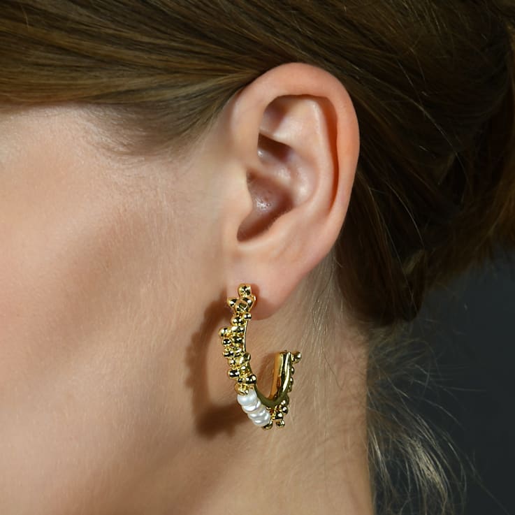Pellet Pearl Hoops (Gold Vermeil)