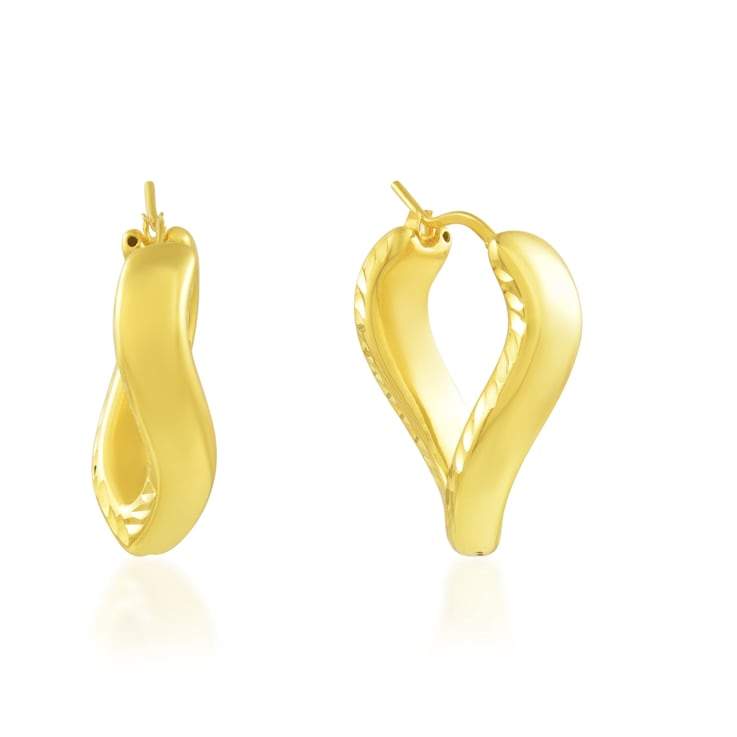 Textured Foglia Huggies (Gold Vermeil)