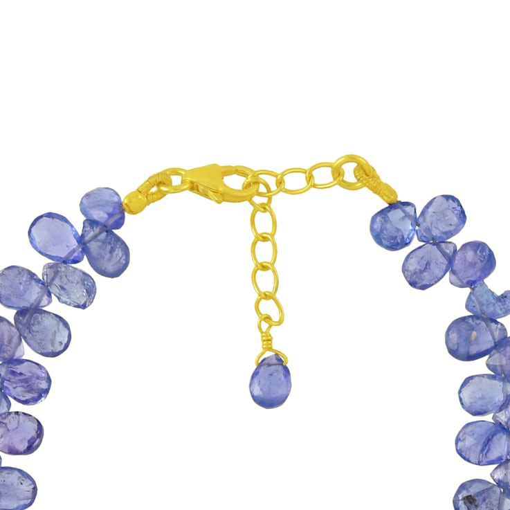 Natural Tanzanite Tear Drop Beaded Necklace