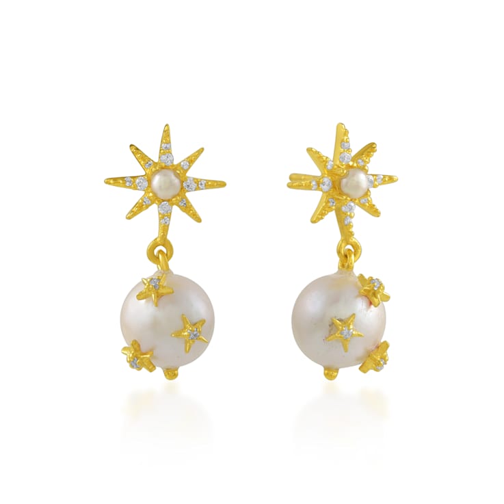 Pearl Drop Studded Earrings (Water Resistance Premium Plating)
