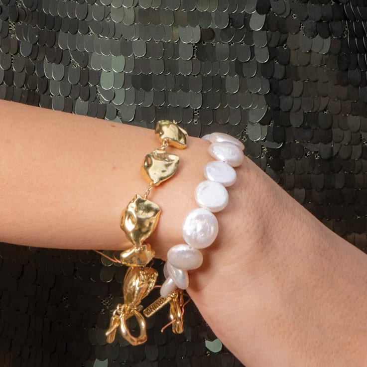 Baroque Pearl Disc Bracelet (Gold Vermeil)