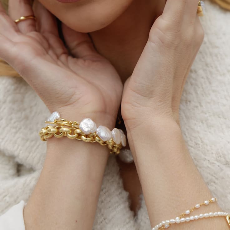 Baroque Pearl Disc Bracelet (Gold Vermeil)