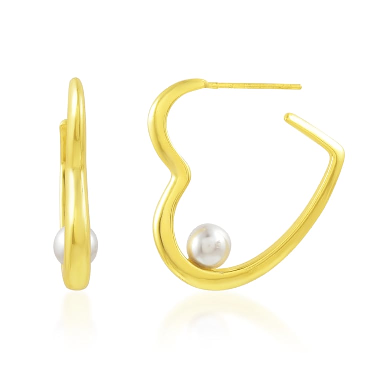 Hold The Pearl Heart Earring (Gold Vermeil)