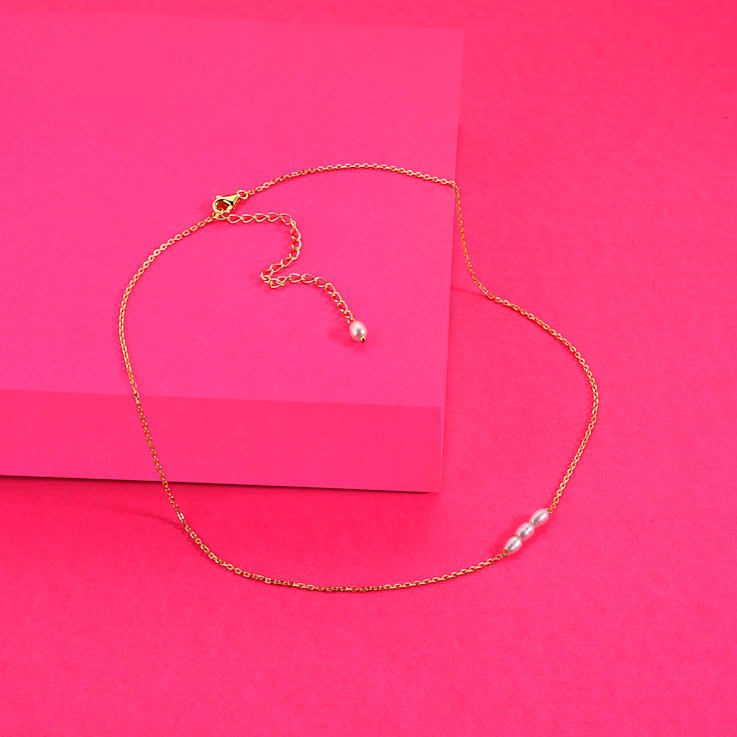 Baroque Pearl Chain Necklace (Gold Vermeil)