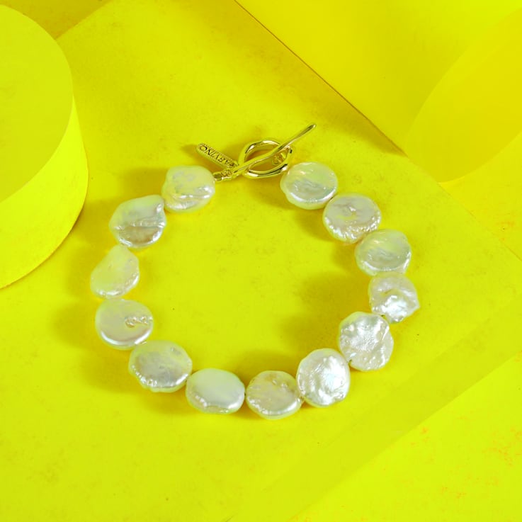 Baroque Pearl Disc Bracelet (Gold Vermeil)
