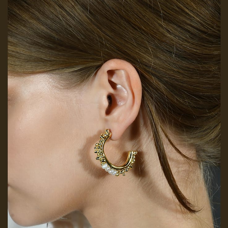 Pellet Pearl Hoops (Gold Vermeil)