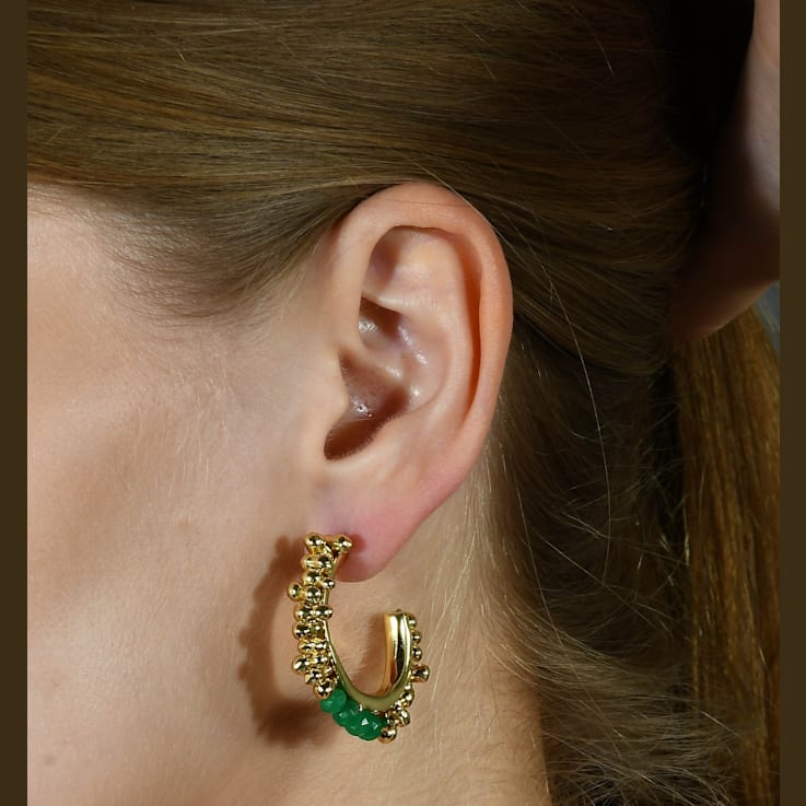 Green Jade Jade Pellet Hoop (Gold Vermeil)