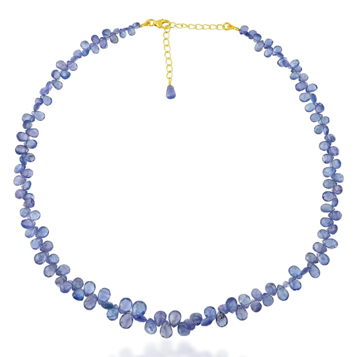 Natural Tanzanite Tear Drop Beaded Necklace
