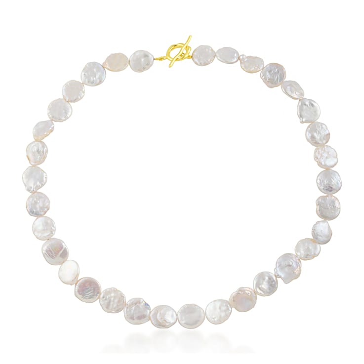 Baroque Pearl Disc Necklace (Gold Vermeil)