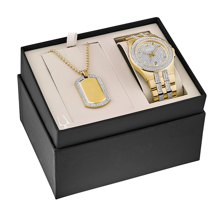 Bulova watch necklace boxed set deals